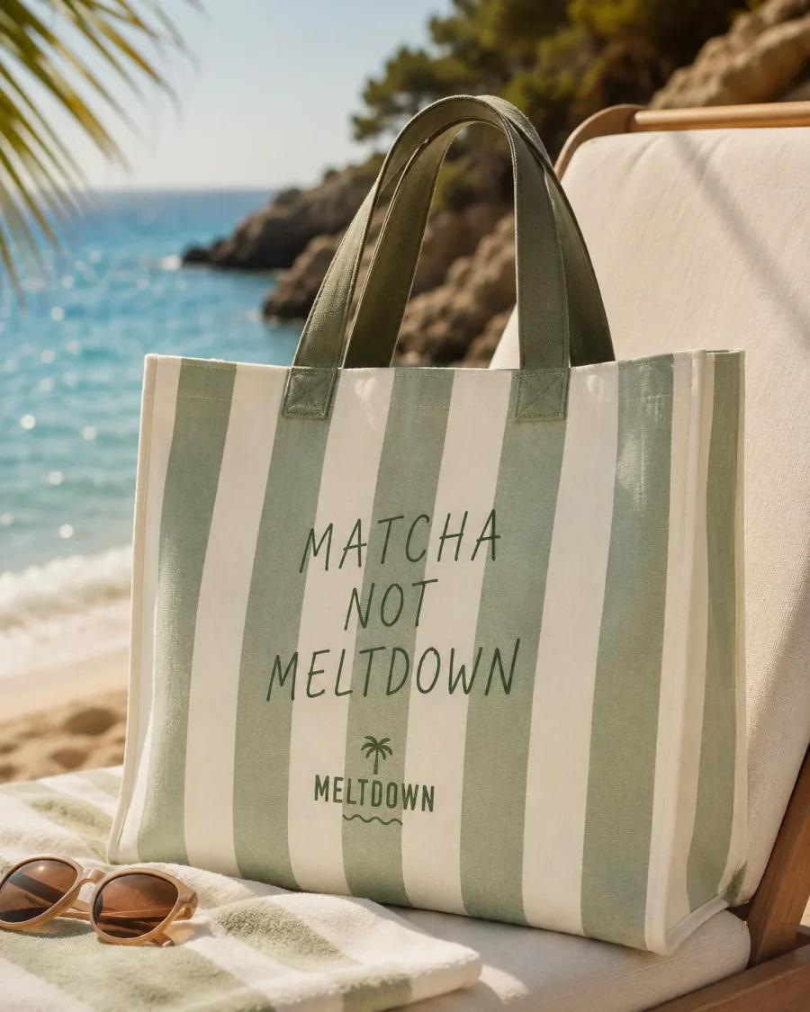 Zelena prugasta MELTDOWN Matcha Not Meltdown beach torba